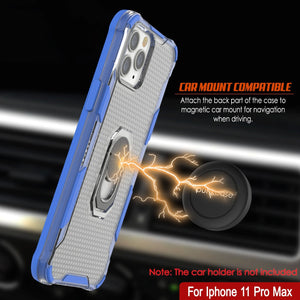 PunkCase para iPhone 11 Pro Max [Serie Magnetix 2.0] Funda Protectora Transparente de TPU con Soporte [Azul]