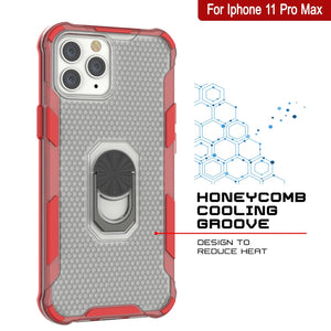 Funda PunkCase para iPhone 11 Pro Max [Serie Magnetix 2.0] Protector Transparente de TPU con Soporte [Rojo]