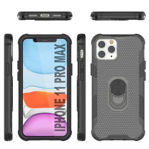 PunkCase para iPhone 11 Pro Max Funda [Serie Magnetix 2.0] Cubierta Transparente Protectora de TPU con Soporte para Teléfono [Negro]