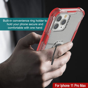 Funda PunkCase para iPhone 11 Pro Max [Serie Magnetix 2.0] Protector Transparente de TPU con Soporte [Rojo]