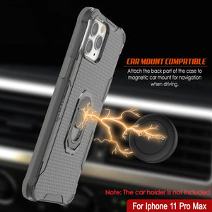 PunkCase para iPhone 11 Pro Max Funda [Serie Magnetix 2.0] Funda Transparente de TPU Protectora con Soporte [Gris]