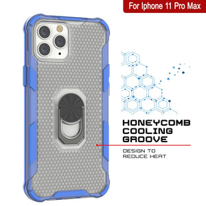 PunkCase para iPhone 11 Pro Max [Serie Magnetix 2.0] Funda Protectora Transparente de TPU con Soporte [Azul]