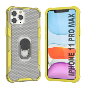 PunkCase para iPhone 11 Pro Max Funda [Serie Magnetix 2.0] Cubierta transparente protectora de TPU con soporte [Amarillo]