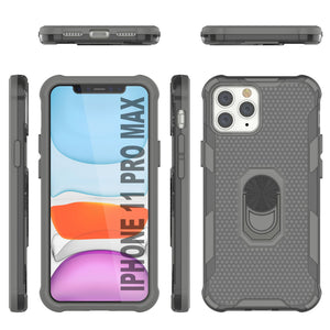 PunkCase para iPhone 11 Pro Max Funda [Serie Magnetix 2.0] Funda Transparente de TPU Protectora con Soporte [Gris]