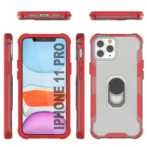 PunkCase para iPhone 11 Pro Funda [Serie Magnetix 2.0] Cubierta transparente de TPU protectora con soporte [Rojo]