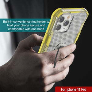 Funda PunkCase para iPhone 11 Pro [Serie Magnetix 2.0] Cubierta transparente protectora de TPU con soporte [Amarillo]