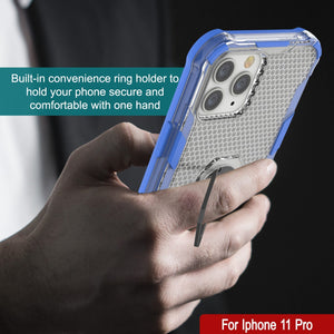 PunkCase para iPhone 11 Pro [Serie Magnetix 2.0] Funda transparente protectora de TPU con soporte para kickstand [azul]