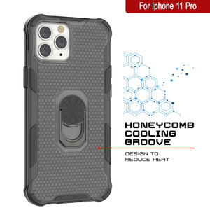 PunkCase para iPhone 11 Pro [Serie Magnetix 2.0] Estuche Transparente de TPU con Cobertura Protectora y Soporte para Apoyar [Negro]