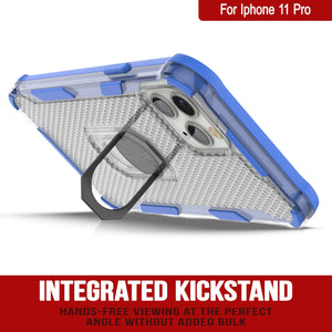 PunkCase para iPhone 11 Pro [Serie Magnetix 2.0] Funda transparente protectora de TPU con soporte para kickstand [azul]