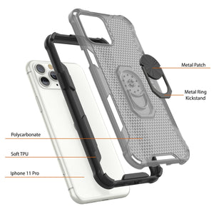 PunkCase para iPhone 11 Pro [Serie Magnetix 2.0] Estuche Transparente de TPU con Cobertura Protectora y Soporte para Apoyar [Negro]