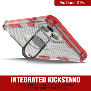 PunkCase para iPhone 11 Pro Funda [Serie Magnetix 2.0] Cubierta transparente de TPU protectora con soporte [Rojo]