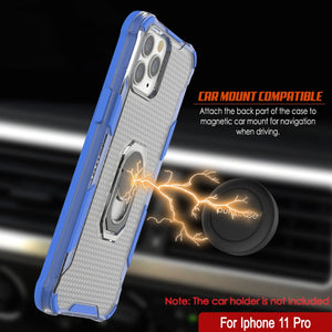 PunkCase para iPhone 11 Pro [Serie Magnetix 2.0] Funda transparente protectora de TPU con soporte para kickstand [azul]