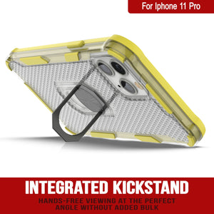 Funda PunkCase para iPhone 11 Pro [Serie Magnetix 2.0] Cubierta transparente protectora de TPU con soporte [Amarillo]