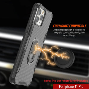 PunkCase para iPhone 11 Pro [Serie Magnetix 2.0] Estuche Transparente de TPU con Cobertura Protectora y Soporte para Apoyar [Negro]