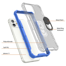 Cargar imagen en el visor de la galería, Carcasa PunkCase para iPhone 11 [Serie Magnetix 2.0] Funda transparente de TPU protectora con soporte [Azul]
