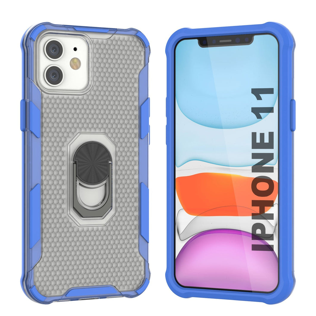 Carcasa PunkCase para iPhone 11 [Serie Magnetix 2.0] Funda transparente de TPU protectora con soporte [Azul]