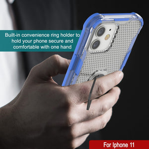 Carcasa PunkCase para iPhone 11 [Serie Magnetix 2.0] Funda transparente de TPU protectora con soporte [Azul]
