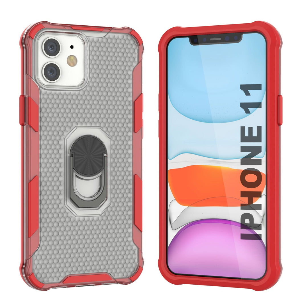 Funda PunkCase para iPhone 11 [Serie Magnetix 2.0] Cubierta transparente protectora de TPU con soporte [rojo]