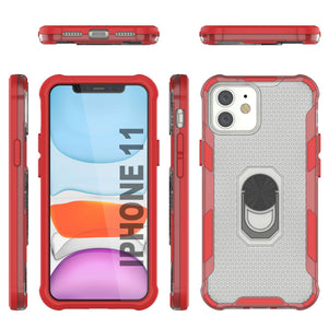 Funda PunkCase para iPhone 11 [Serie Magnetix 2.0] Cubierta transparente protectora de TPU con soporte [rojo]