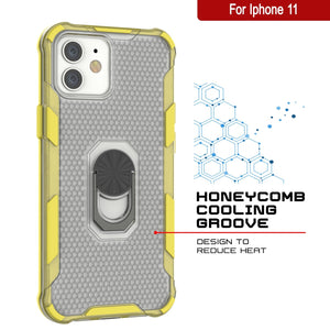 PunkCase para iPhone 11 [Serie Magnetix 2.0] Funda transparente de TPU protectora con soporte [Amarillo]