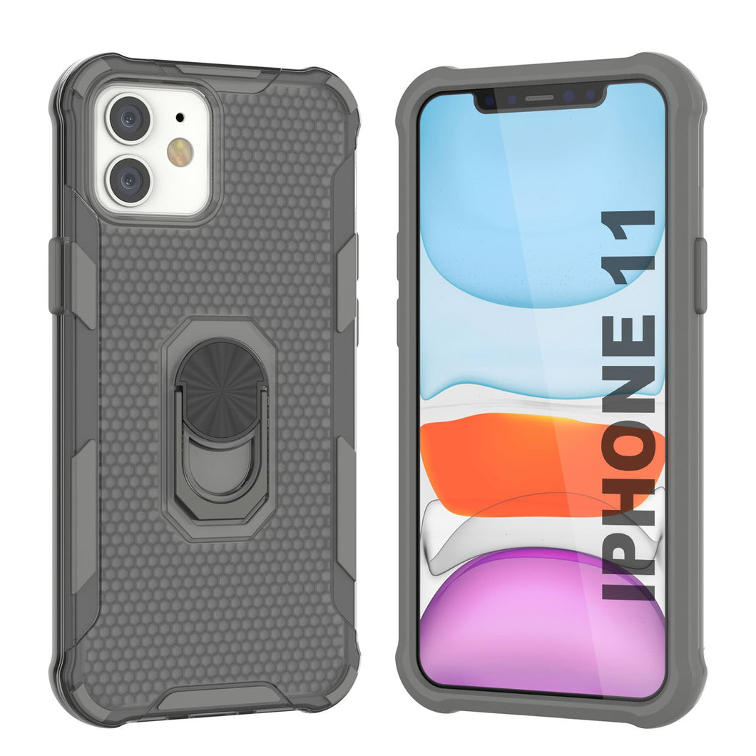 Funda PunkCase para iPhone 11 [Serie Magnetix 2.0] Funda clara de TPU protectora con soporte [Gris]