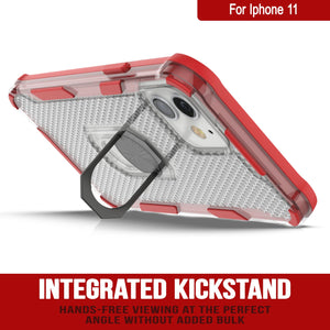 Funda PunkCase para iPhone 11 [Serie Magnetix 2.0] Cubierta transparente protectora de TPU con soporte [rojo]