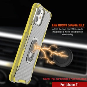 PunkCase para iPhone 11 [Serie Magnetix 2.0] Funda transparente de TPU protectora con soporte [Amarillo]