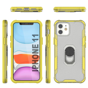 PunkCase para iPhone 11 [Serie Magnetix 2.0] Funda transparente de TPU protectora con soporte [Amarillo]