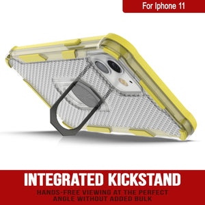 PunkCase para iPhone 11 [Serie Magnetix 2.0] Funda transparente de TPU protectora con soporte [Amarillo]