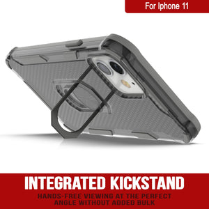 Funda PunkCase para iPhone 11 [Serie Magnetix 2.0] Funda clara de TPU protectora con soporte [Gris]