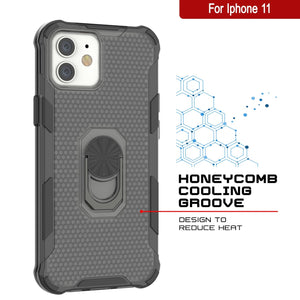 PunkCase para iPhone 11 Funda [Serie Magnetix 2.0] Cubierta Transparente de TPU Protectora con Soporte [Negro]