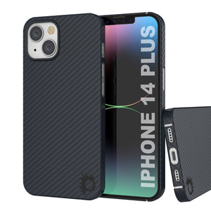 Funda de fibra de carbono Punkcase para iPhone 14 Plus [Serie AramidShield] Ultra delgada y ligera de Kevlar.