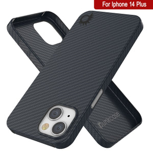 Funda de fibra de carbono Punkcase para iPhone 14 Plus [Serie AramidShield] Ultra delgada y ligera de Kevlar.