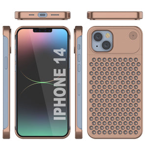 PunkCase para iPhone 14 Carcasa de aleación de aluminio [Serie Fortifier Extreme] Cubierta ultra resistente [Bronce]