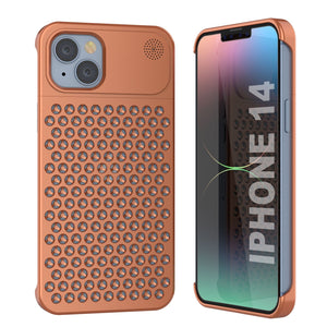 PunkCase para iPhone 14 Funda de aleación de aluminio [Serie Fortifier Extreme] Cubierta ultra resistente [Naranja]