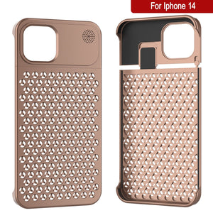 PunkCase para iPhone 14 Carcasa de aleación de aluminio [Serie Fortifier Extreme] Cubierta ultra resistente [Bronce]