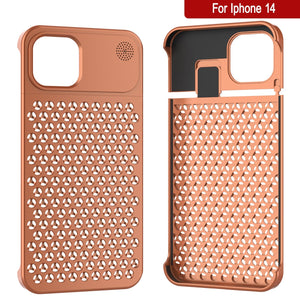 PunkCase para iPhone 14 Funda de aleación de aluminio [Serie Fortifier Extreme] Cubierta ultra resistente [Naranja]