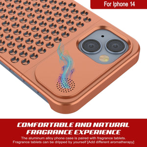 PunkCase para iPhone 14 Funda de aleación de aluminio [Serie Fortifier Extreme] Cubierta ultra resistente [Naranja]