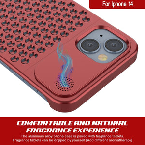 PunkCase para iPhone 14 Funda de Aleación de Aluminio [Serie Fortifier Extreme] Cubierta Ultra Duradera [Roja]