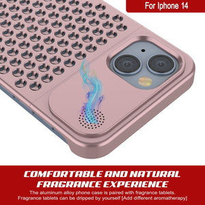 PunkCase para iPhone 14 Funda de Aleación de Aluminio [Serie Fortifier Extreme] Cubierta Ultra Resistente [Oro Rosa]