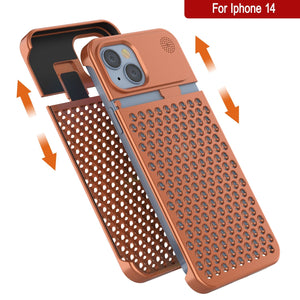 PunkCase para iPhone 14 Funda de aleación de aluminio [Serie Fortifier Extreme] Cubierta ultra resistente [Naranja]