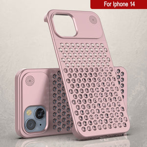 PunkCase para iPhone 14 Funda de Aleación de Aluminio [Serie Fortifier Extreme] Cubierta Ultra Resistente [Oro Rosa]