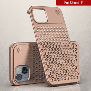 PunkCase para iPhone 14 Carcasa de aleación de aluminio [Serie Fortifier Extreme] Cubierta ultra resistente [Bronce]