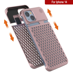 PunkCase para iPhone 14 Funda de Aleación de Aluminio [Serie Fortifier Extreme] Cubierta Ultra Resistente [Oro Rosa]