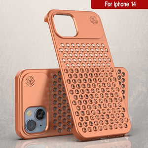 PunkCase para iPhone 14 Funda de aleación de aluminio [Serie Fortifier Extreme] Cubierta ultra resistente [Naranja]