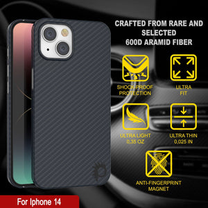 Funda de Carbono Punkcase para iPhone 14 [Serie AramidShield] Ultradelgada y Ligera de Kevlar.