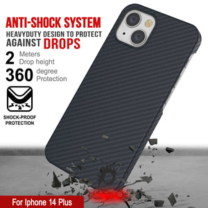 Funda de fibra de carbono Punkcase para iPhone 14 Plus [Serie Aramid MagShield] Ultra delgada.