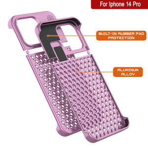 PunkCase para iPhone 14 Pro Funda de aleación de aluminio [Serie Fortifier Extreme] Cubierta ultra duradera [Rosa]