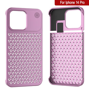 PunkCase para iPhone 14 Pro Funda de aleación de aluminio [Serie Fortifier Extreme] Cubierta ultra duradera [Rosa]