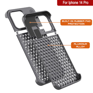 PunkCase para iPhone 14 Pro - Funda de aleación de aluminio [Serie Fortifier Extreme] Cubierta ultra resistente [Gris]